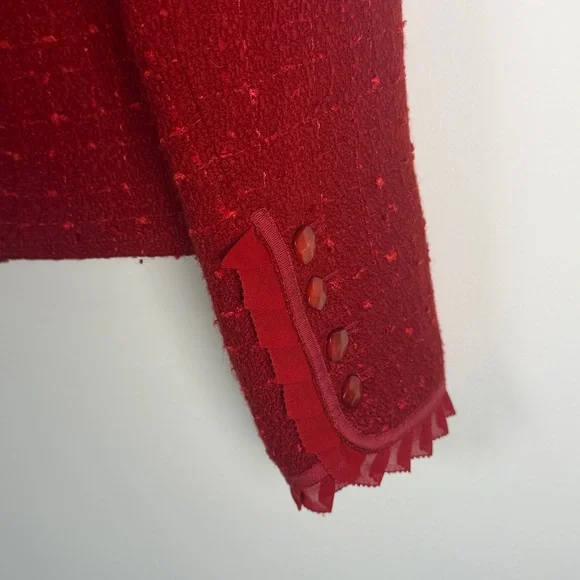 Simon Chang Red Tweed Blazer - Picture 8 of 8